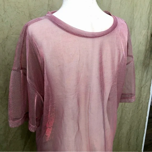 H&M Divided Relaxed Iridescent Pink Sheer Short Sleeve Top/Shirt size S/M - Picture 1 of 5